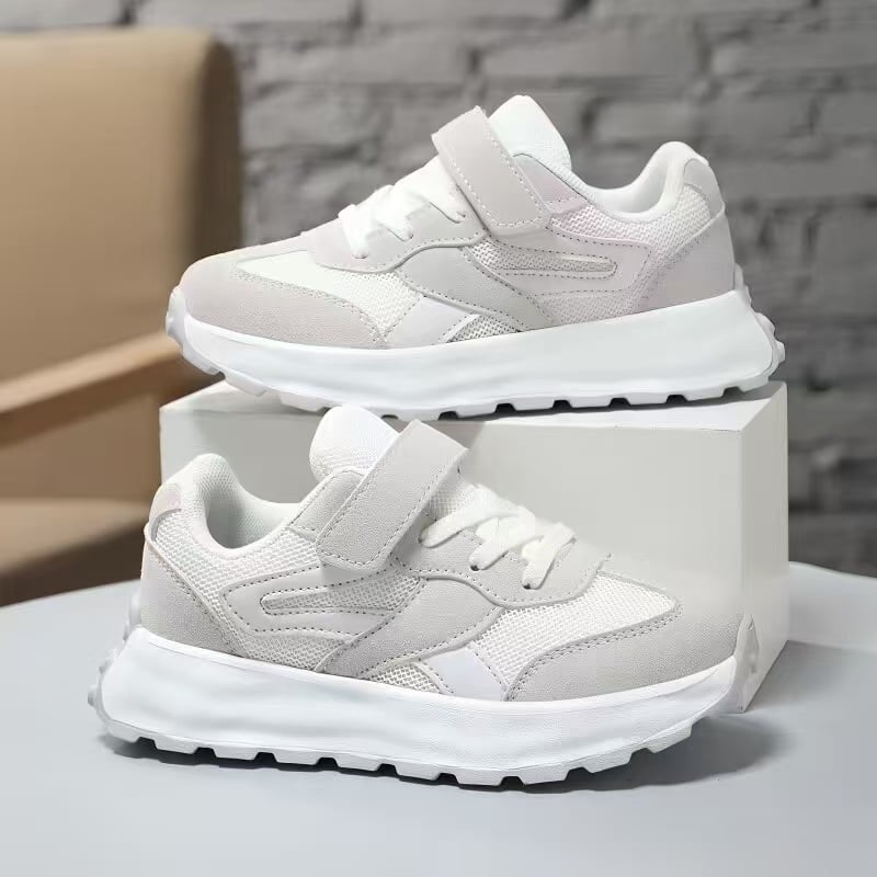 Dječje kožne bijele sportske tenisice, unisex, korejskog stila casual trkačke tenisice, uzrast 6–12 godina