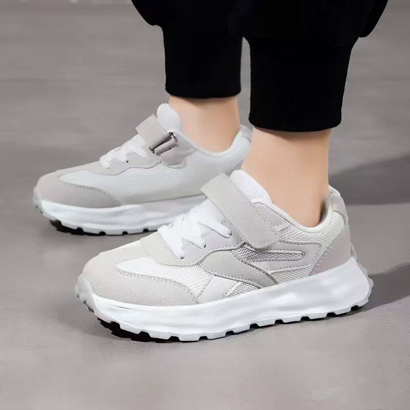 Dječje kožne bijele sportske tenisice, unisex, korejskog stila casual trkačke tenisice, uzrast 6–12 godina