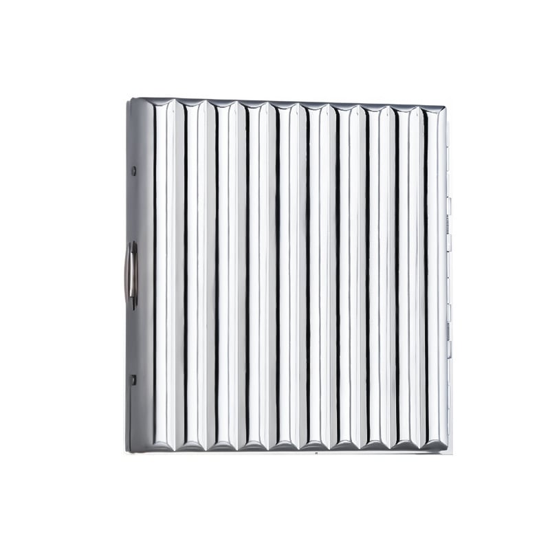 Carcasă metalică sigilată pentru țigări de dimensiune medie, aspect premium, design metal ondulat, capacitate 20 țigarete