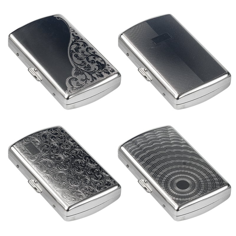 Carcasă metalică gravată pentru țigări, pentru 12 țigări, elegantă, compactă și portabilă, design masculin creativ cu suport pentru țigări