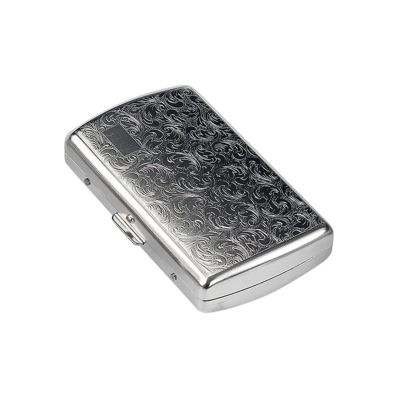 Carcasă metalică gravată pentru țigări, pentru 12 țigări, elegantă, compactă și portabilă, design masculin creativ cu suport pentru țigări