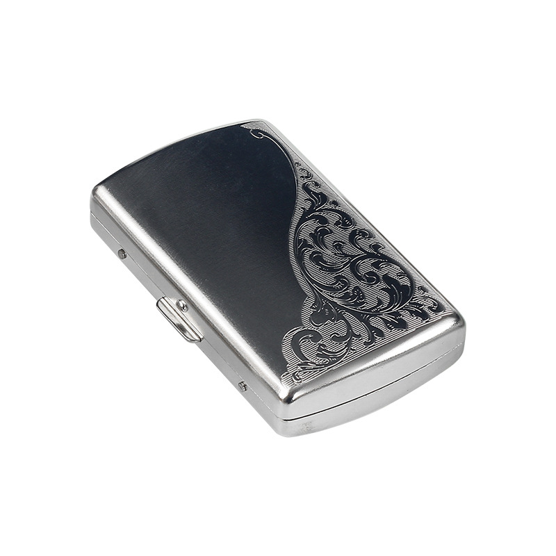 Carcasă metalică gravată pentru țigări, pentru 12 țigări, elegantă, compactă și portabilă, design masculin creativ cu suport pentru țigări