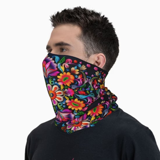 Ice Silk шал за врата с флорален принт за лятна мотоспорт – прахозащита и UV защита, шал за глава и маска за лице