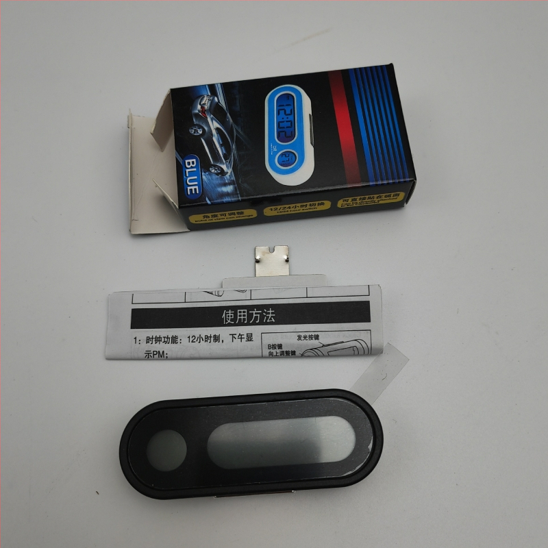 Automobilové elektronické hodiny s podsvieteným LCD teplom<br>erom, mini samolepiace
