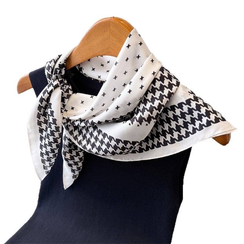 Houndstooth mintás poliészter sál, négyszögletes női sál, sokoldalú nyak- és fejkendő