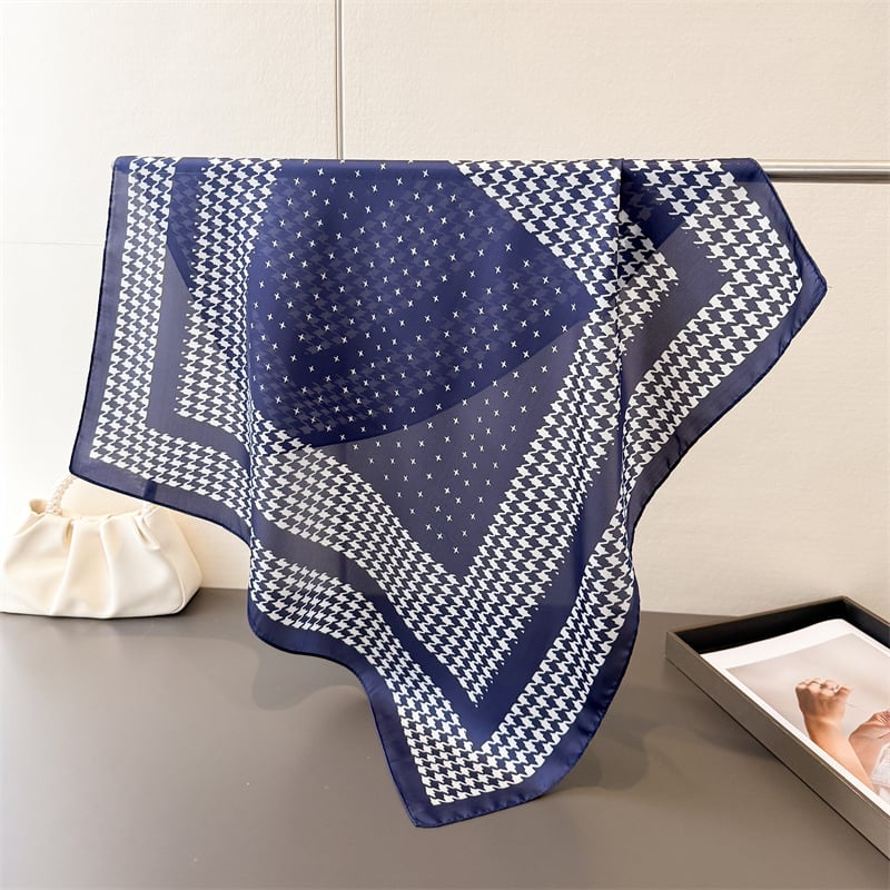 Houndstooth mintás poliészter sál, négyszögletes női sál, sokoldalú nyak- és fejkendő
