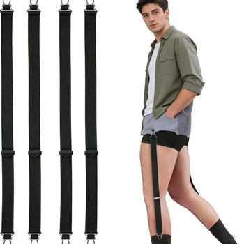 Clipuri pentru cămașă cu bandă elastică de 2.6 cm, design în formă de 1, pentru bărbați și femei, anti-pliuri și anti-alunecare, curea elastică reglabilă de fixare