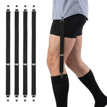 Clipuri pentru cămașă cu bandă elastică de 2.6 cm, design în formă de 1, pentru bărbați și femei, anti-pliuri și anti-alunecare, curea elastică reglabilă de fixare