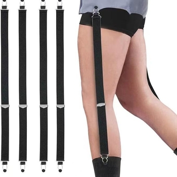 Clipuri pentru cămașă cu bandă elastică de 2.6 cm, design în formă de 1, pentru bărbați și femei, anti-pliuri și anti-alunecare, curea elastică reglabilă de fixare