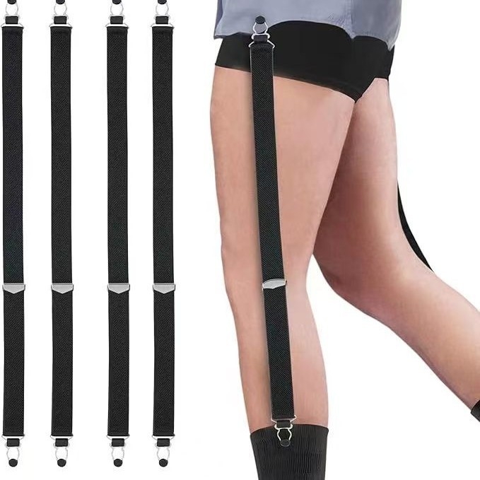 Clipuri pentru cămașă cu bandă elastică de 2.6 cm, design în formă de 1, pentru bărbați și femei, anti-pliuri și anti-alunecare, curea elastică reglabilă de fixare