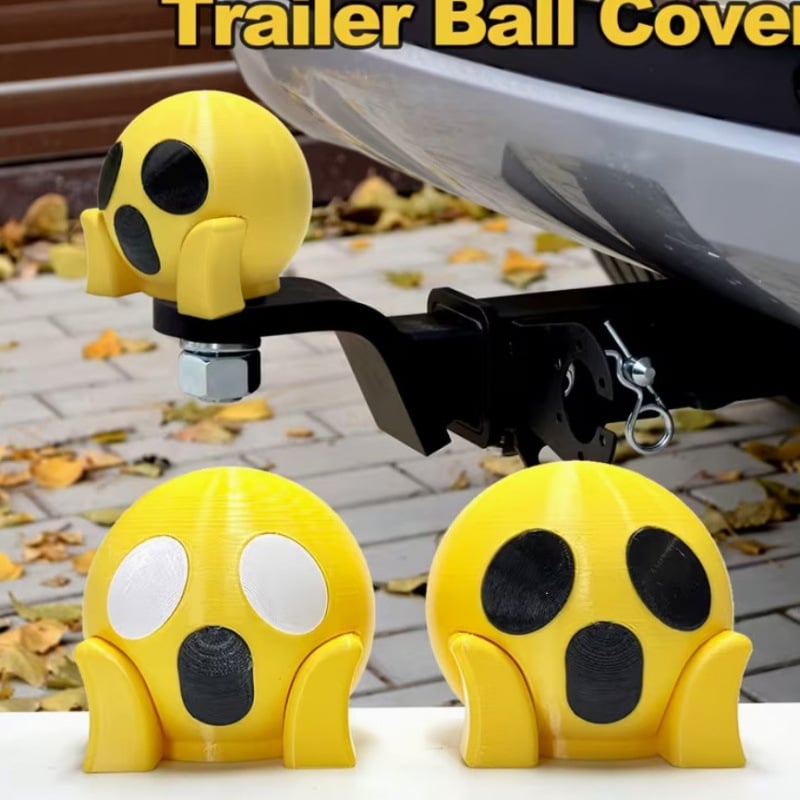 3D εκτυπωμένο emoji με γυαλιά ηλίου – διακοσμητικό για ρυμουλκούμενο, σε μορφή καπέλου μπέιζμπολ, φοβισμένο emoji σύμβολο, κάλυμμα σύνδεσης ρυμουλκούμενου