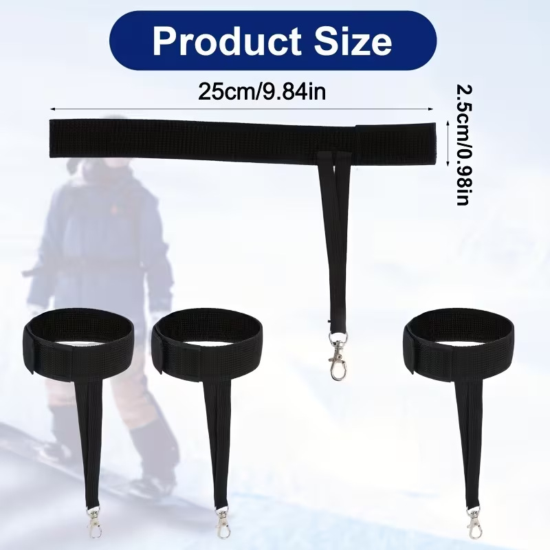 Curea de siguranță pentru mănușile de schi, cu breloc, reglabilă, unisex