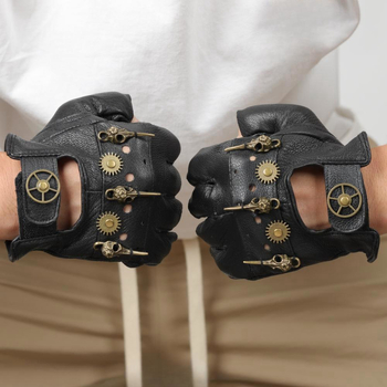 Mănuși steampunk pentru Halloween, carnaval și cosplay, piele PU, accesorii cu cap de pasăre