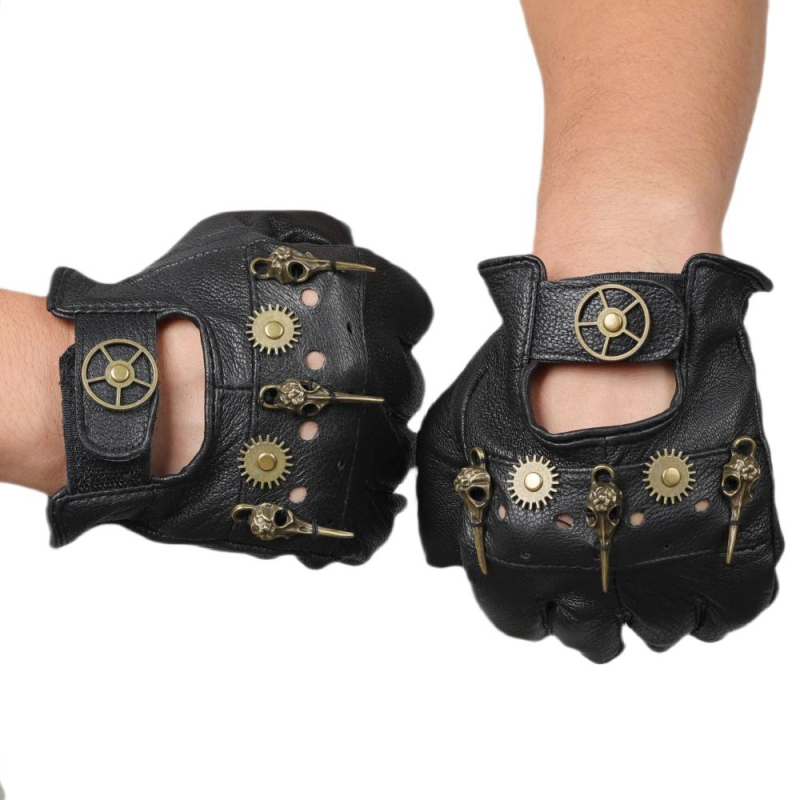 Mănuși steampunk pentru Halloween, carnaval și cosplay, piele PU, accesorii cu cap de pasăre