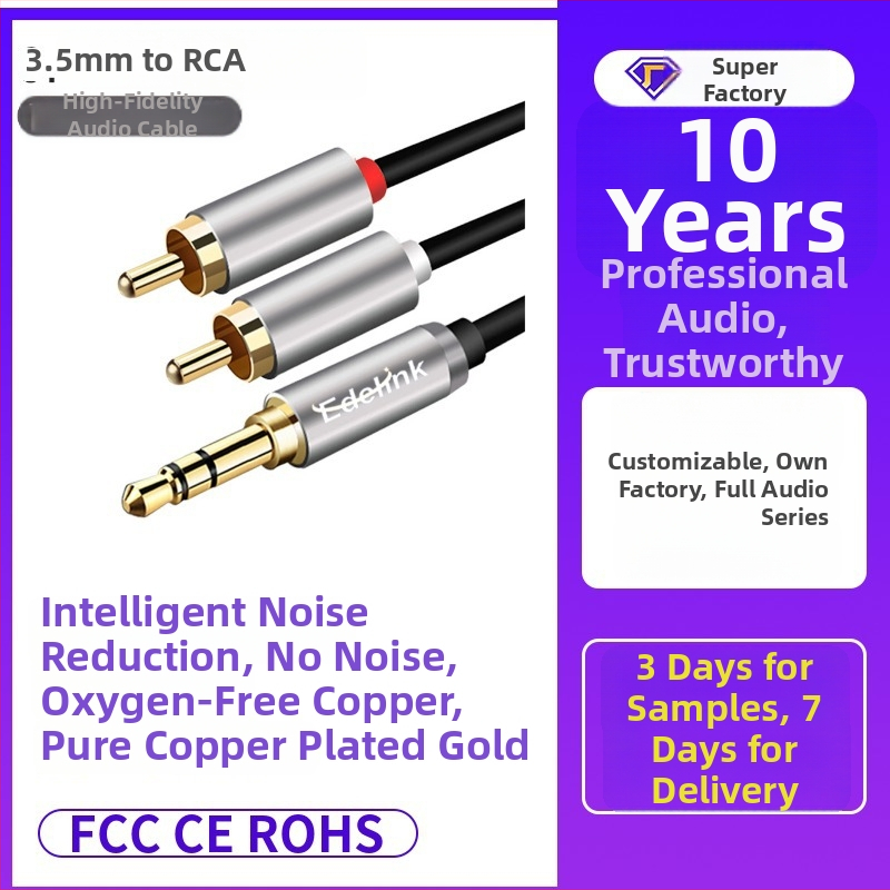 RCA audio kábel, 2 páry, 20 m, zlaté konektory, OFC meď