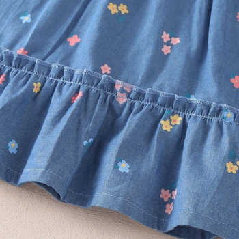 Παιδικό καλοκαιρινό denim φόρεμα για κοριτσάκια, στυλ πριγκίπισσα, γραμμή Α