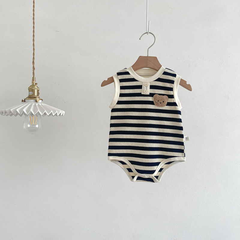 Βρεφικό φορμάκι χωρίς μανίκια ριγέ, unisex, καλοκαίρι 2026
