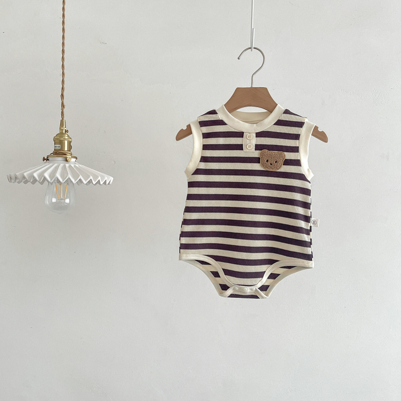 Βρεφικό φορμάκι χωρίς μανίκια ριγέ, unisex, καλοκαίρι 2026
