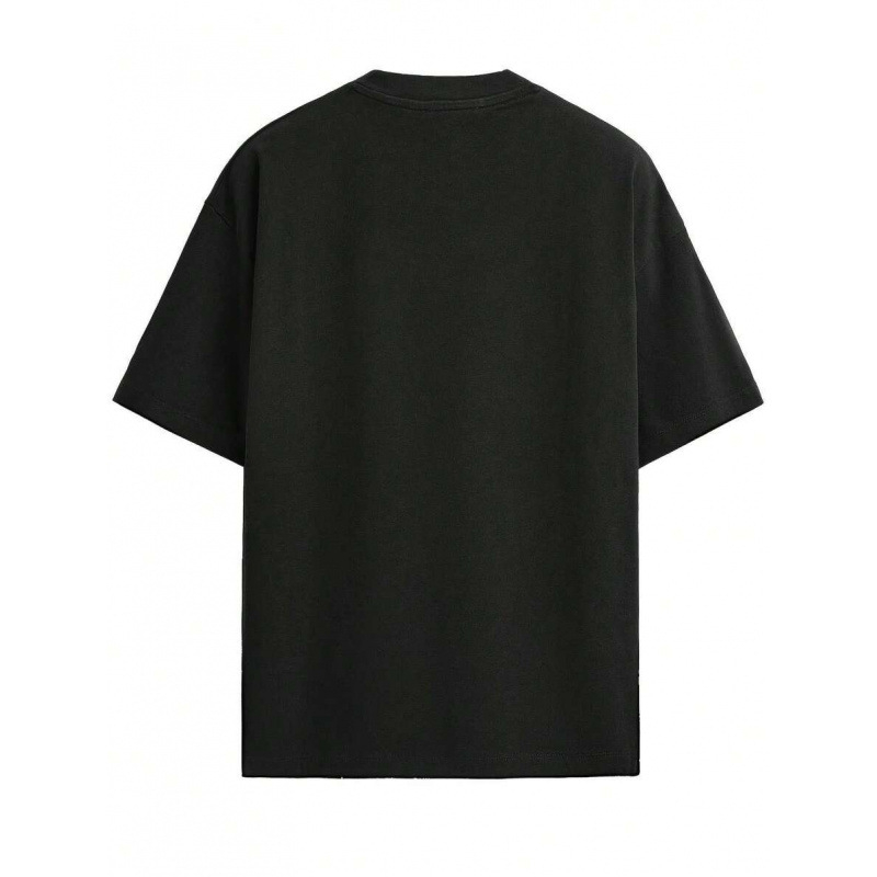 Μπλούζα T‑shirt από 100% βαμβάκι με casual print: γάτα σε selfie και δεινόσαυρος T-Rex