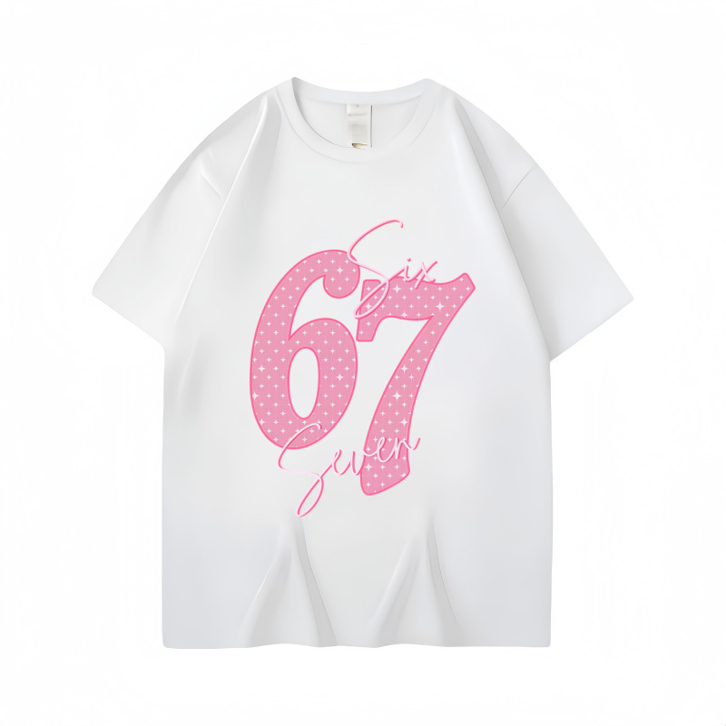 Παιδικό κοντομάνικο βαμβακερό T‑shirt, Άνοιξη/Καλοκαίρι 2026, Unisex, Στρογγυλός λαιμός, Μαλακό αίσθημα, Εκτύπωση με γράμματα