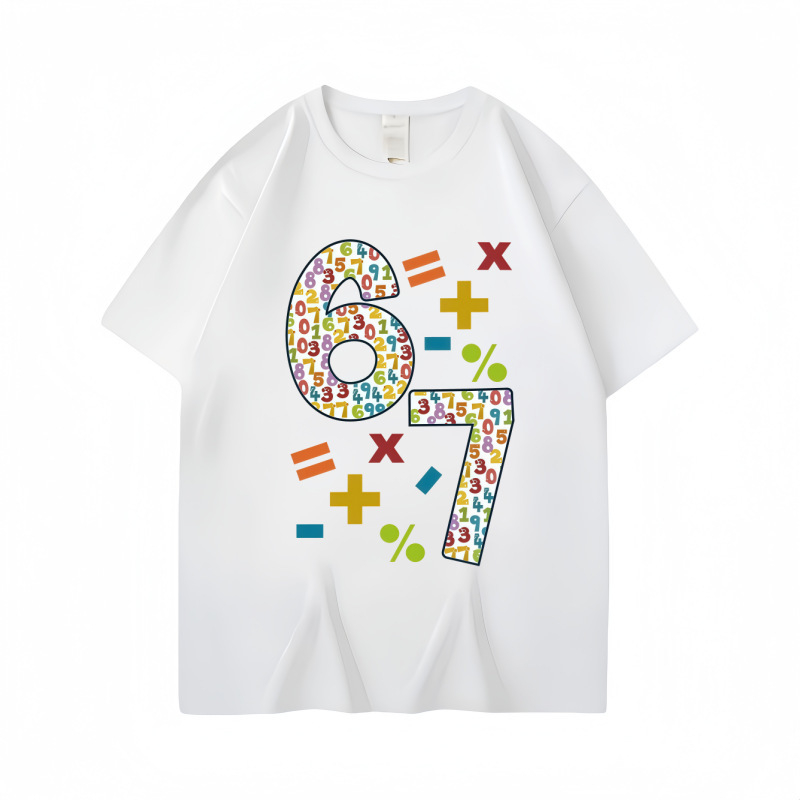 Παιδικό κοντομάνικο βαμβακερό T‑shirt, Άνοιξη/Καλοκαίρι 2026, Unisex, Στρογγυλός λαιμός, Μαλακό αίσθημα, Εκτύπωση με γράμματα