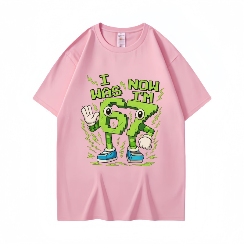Παιδικό κοντομάνικο βαμβακερό T‑shirt, Άνοιξη/Καλοκαίρι 2026, Unisex, Στρογγυλός λαιμός, Μαλακό αίσθημα, Εκτύπωση με γράμματα