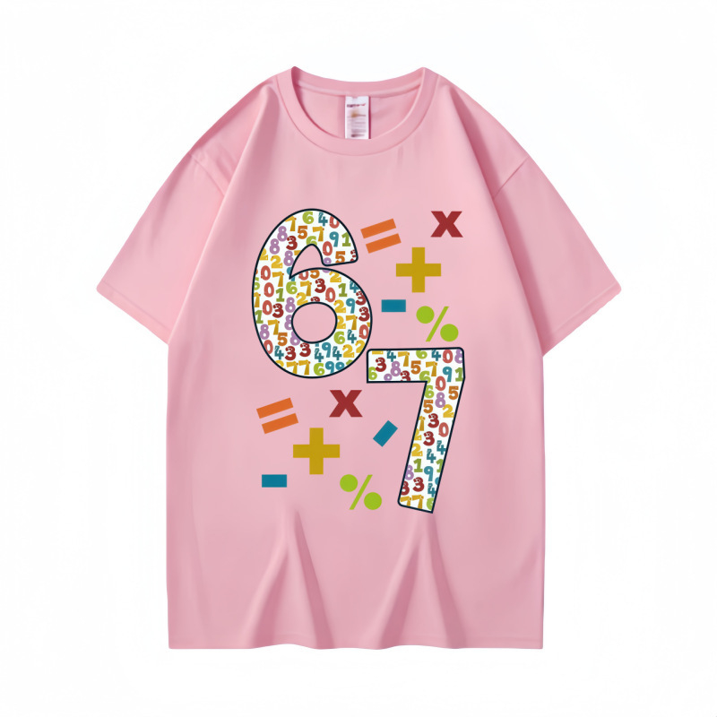 Παιδικό κοντομάνικο βαμβακερό T‑shirt, Άνοιξη/Καλοκαίρι 2026, Unisex, Στρογγυλός λαιμός, Μαλακό αίσθημα, Εκτύπωση με γράμματα