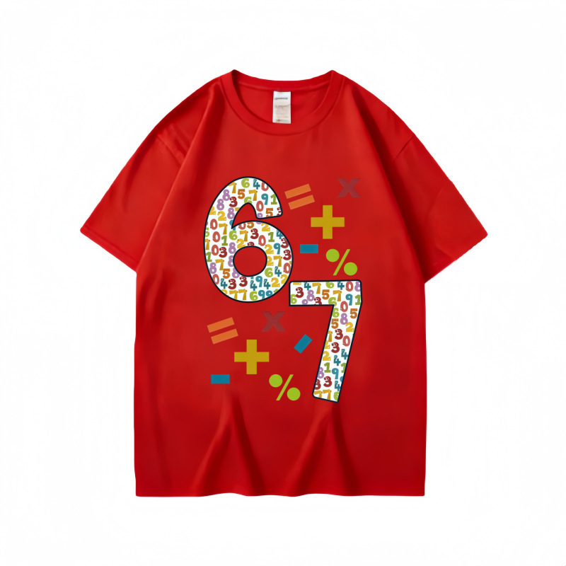 Παιδικό κοντομάνικο βαμβακερό T‑shirt, Άνοιξη/Καλοκαίρι 2026, Unisex, Στρογγυλός λαιμός, Μαλακό αίσθημα, Εκτύπωση με γράμματα