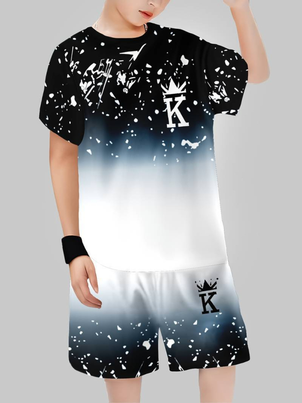 Παιδικό σετ δύο τεμαχίων για αθλητικά: T-shirt με 3D εκτύπωση και σορτς με κινούμενα σχέδια