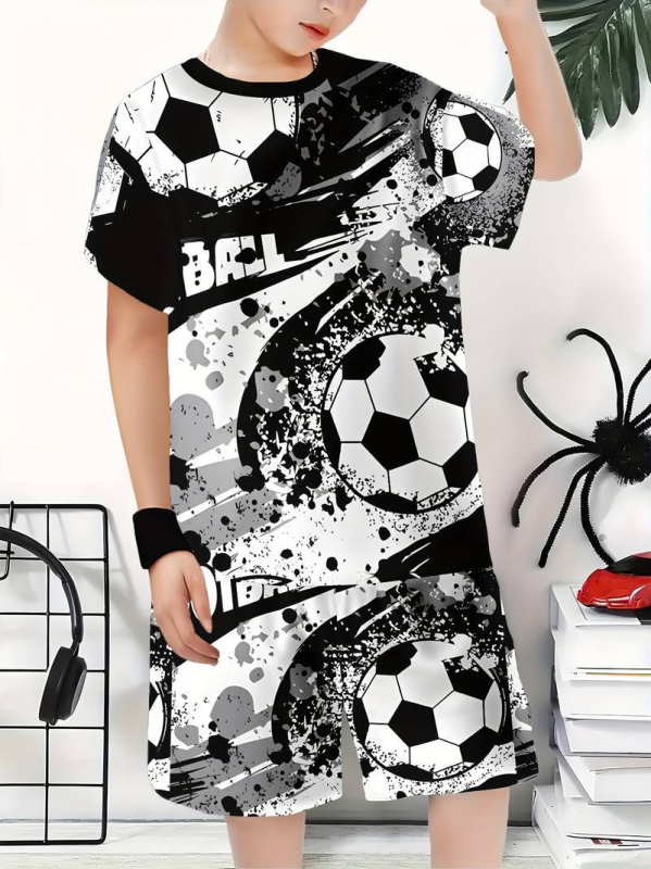 Παιδικό σετ δύο τεμαχίων για αθλητικά: T-shirt με 3D εκτύπωση και σορτς με κινούμενα σχέδια