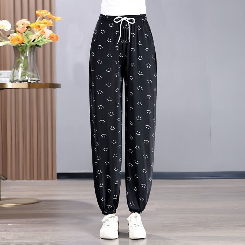 Pantaloni scurți slim de vară, pantaloni felinar, pantaloni de mamă, pantaloni harem slim din mătase glacială pentru femei la modă, pantaloni skinny