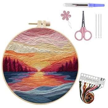 Kit original nou de materiale textile lucrate manual „Apus de soare” - kit de materiale creative pentru broderie lucrată manual