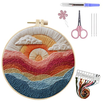 Kit original nou de materiale textile lucrate manual „Apus de soare” - kit de materiale creative pentru broderie lucrată manual