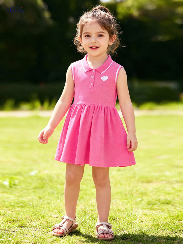Little Maven 100% βαμβακερό καλοκαιρινό φόρεμα χωρίς μανίκια για κορίτσια, γλυκό στυλ πριγκίπισσας, 3–8 ετών