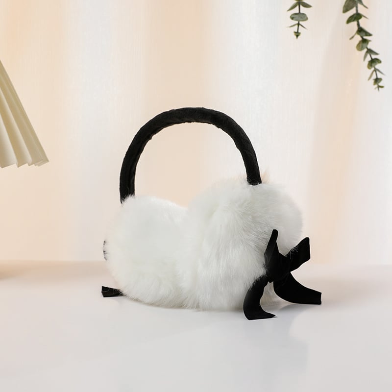 Зимни плюшени Ear Muffs с панделка, топли за жени и момичета, стил Y2K