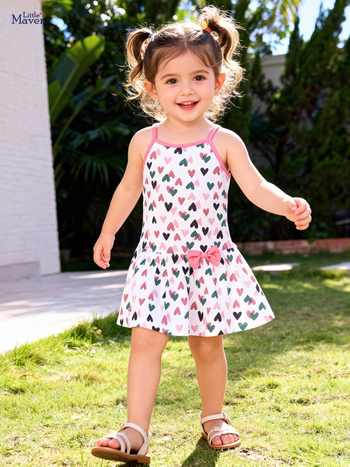 Little Maven Καλοκαιρινό φόρεμα με τιράντες για κορίτσια, Ευρωπαϊκό-Αμερικανικό στυλ, γλυκό παιδικό φόρεμα
