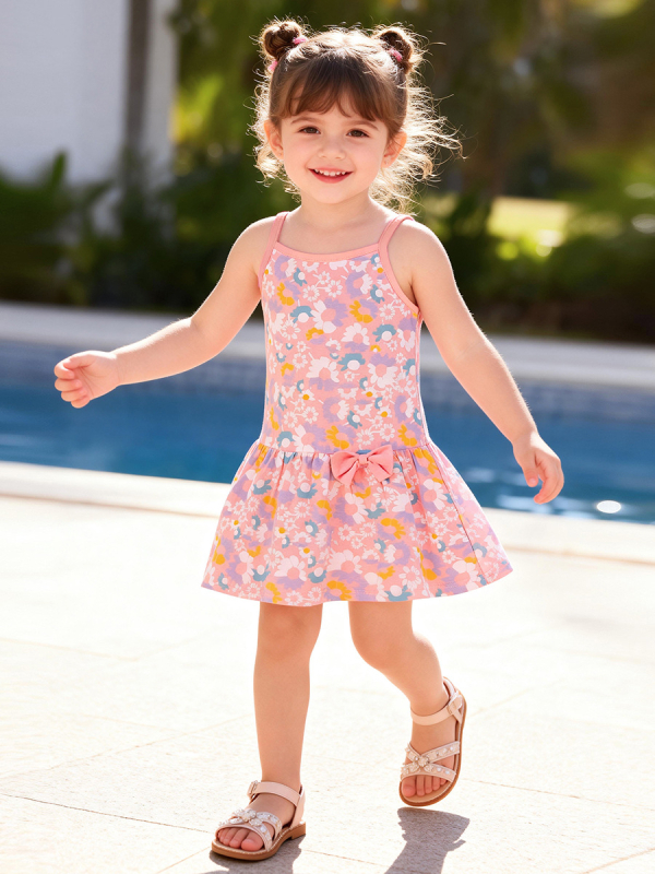 Little Maven Καλοκαιρινό φόρεμα με τιράντες για κορίτσια, Ευρωπαϊκό-Αμερικανικό στυλ, γλυκό παιδικό φόρεμα