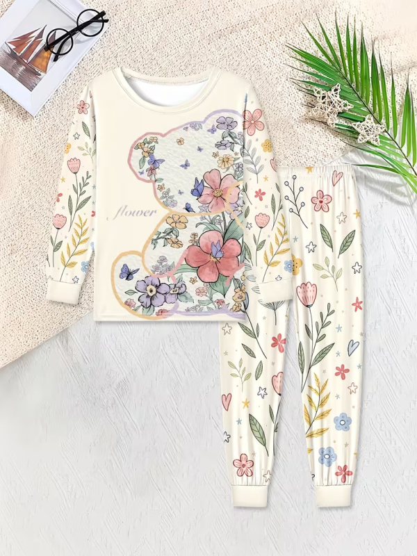 Σετ πιτζάμες για κορίτσια Flower Dream Garden, 2 τεμάχια, φλογοανθεκτικό ύφασμα
