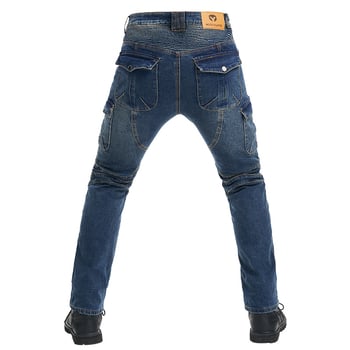 Blugi din denim pentru motociclist cu croială dreaptă, protecție împotriva căderilor, pentru off-road