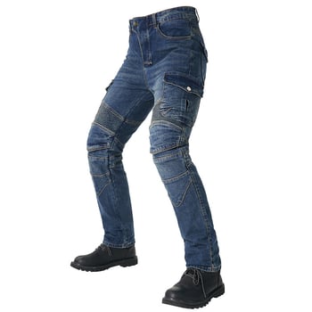 Blugi din denim pentru motociclist cu croială dreaptă, protecție împotriva căderilor, pentru off-road