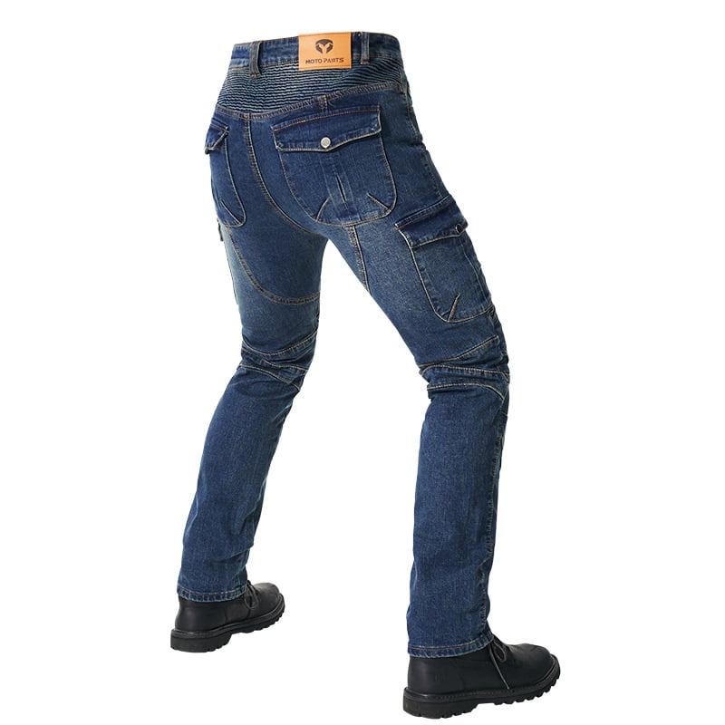 Blugi din denim pentru motociclist cu croială dreaptă, protecție împotriva căderilor, pentru off-road