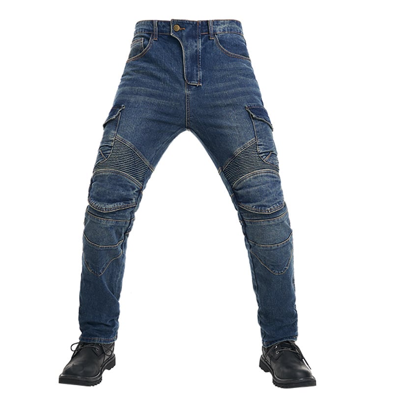 Blugi din denim pentru motociclist cu croială dreaptă, protecție împotriva căderilor, pentru off-road