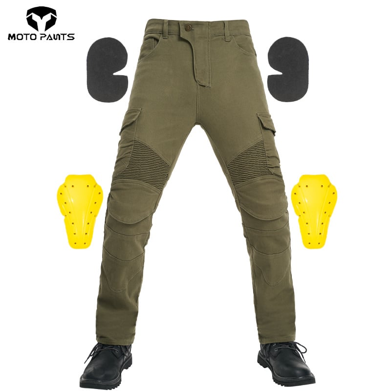 Blugi din denim pentru motociclist cu croială dreaptă, protecție împotriva căderilor, pentru off-road