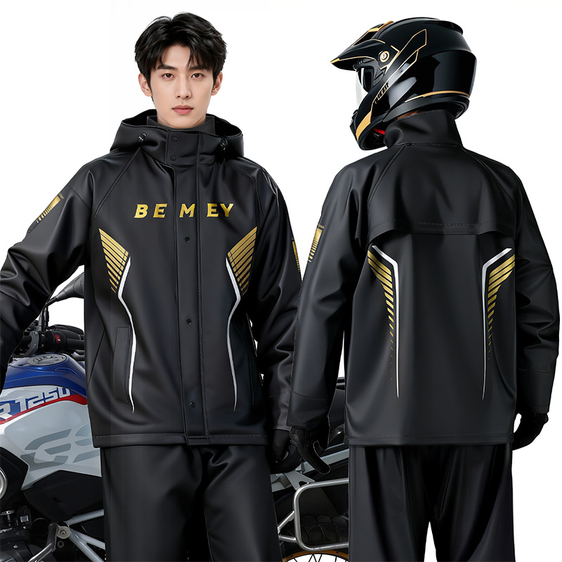 Be Beautiful Set impermeabil pentru motocicliști – unisex, două piese, protecție totală împotriva ploii pentru adulți