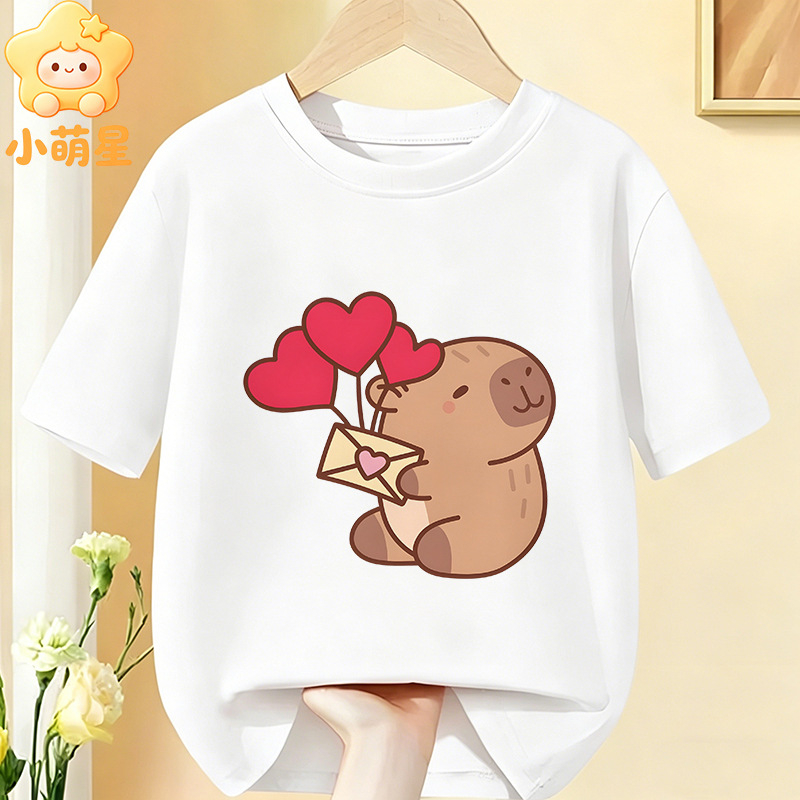 Παιδικό κοντομάνικο T‑shirt με καπιμπάρα και φάκελο με καρδιά, 100% βαμβάκι, Σειρά Θεραπείας, Μοντέλο 60424-4