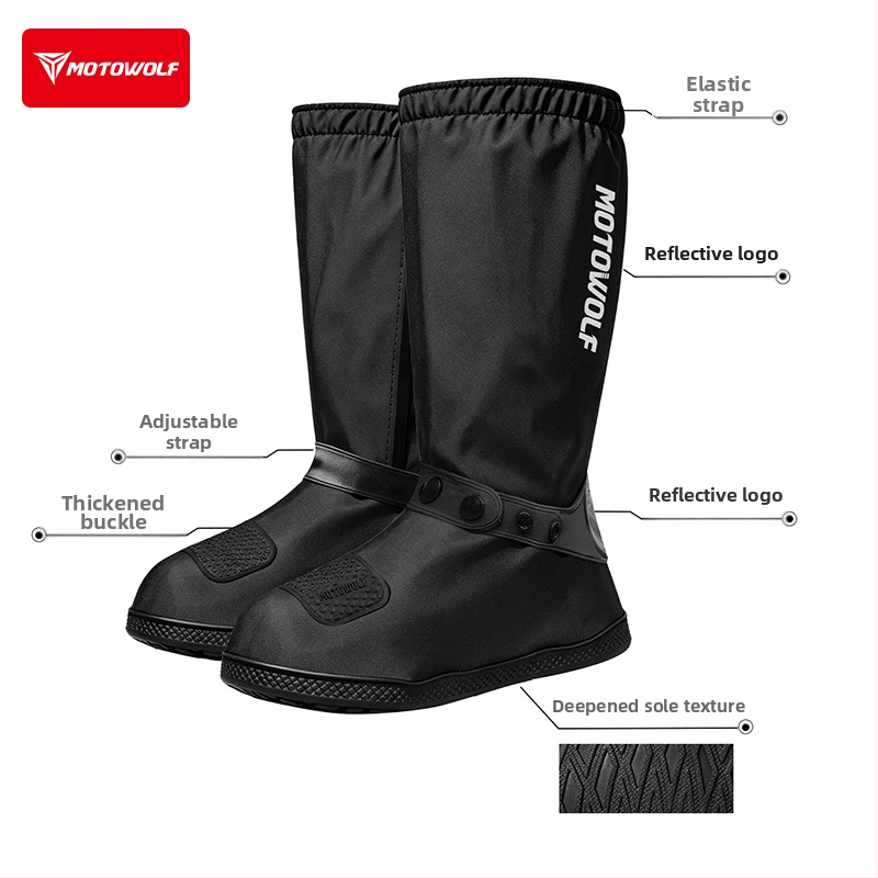 Ochranné dažďové návleky na topánky pre motocykel, vysoký golier, protišmykové, reflexné, odolné voči oderu, hrubé PVC návleky
