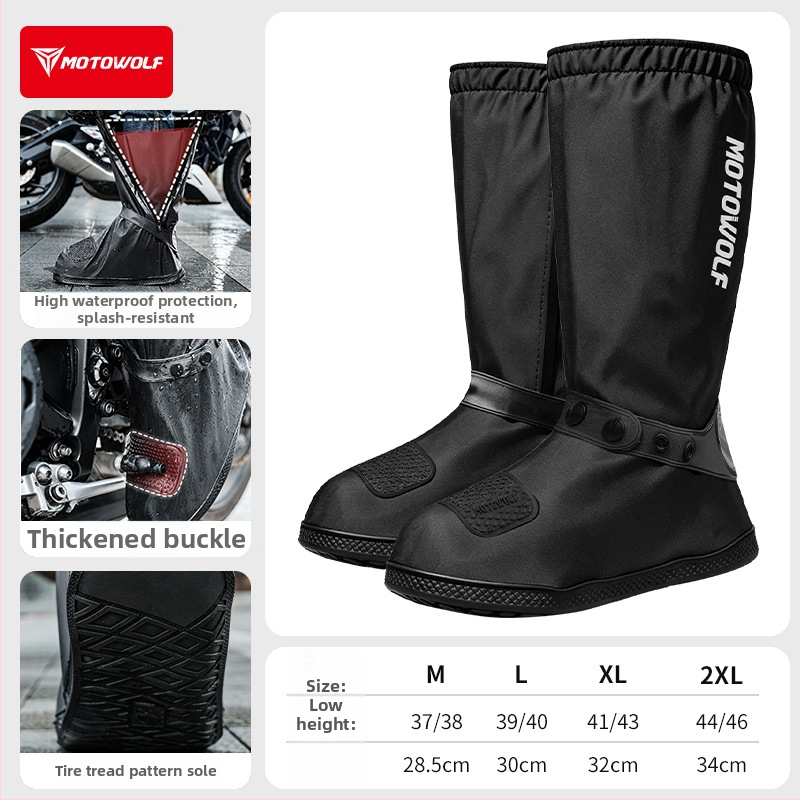 Ochranné dažďové návleky na topánky pre motocykel, vysoký golier, protišmykové, reflexné, odolné voči oderu, hrubé PVC návleky