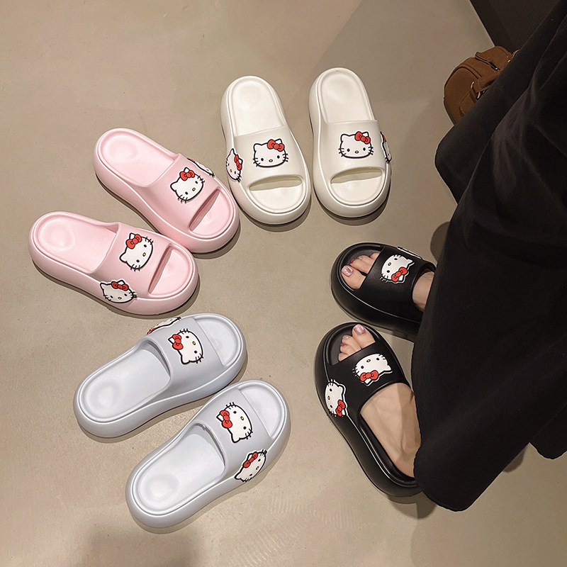 Papuče s motivom crtane mačke, s debelom i uzdignutom sole, protuklizne, izdržljive, za unutarnju i vanjsku upotrebu ljeti.