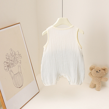 Salopetă de vară pentru bebeluți, cu imprimeu broască, unisex, 100% bumbac, fără mâneci, 0–12 luni, până la 80 cm