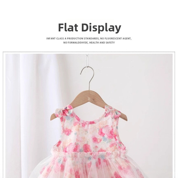 Salopetă din bumbac fără mâneci, roz cu imprimeu floral, vară